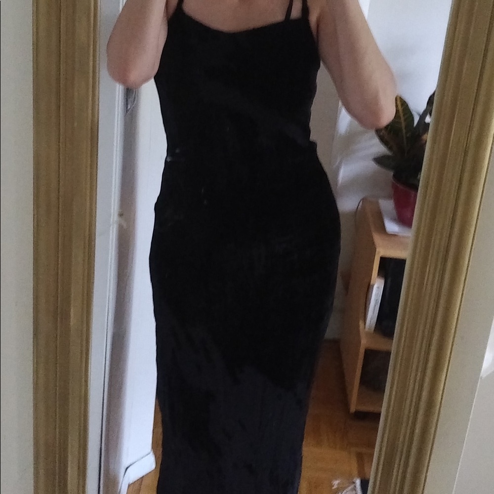 Vintage pressed velvet printed dress, sz 8